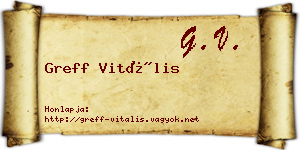 Greff Vitális névjegykártya